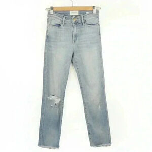 Frame Le High Straight Light Blue Denim Jeans